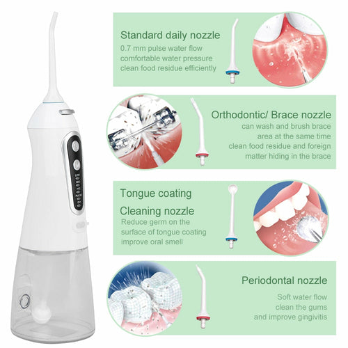 Portable Oral Irrigator Dental Water Flosser Device Thread Teeth